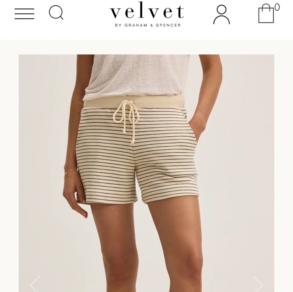 Velvet by Graham & Spencer Women's Knit Shorts - Cream and Black Stripes
